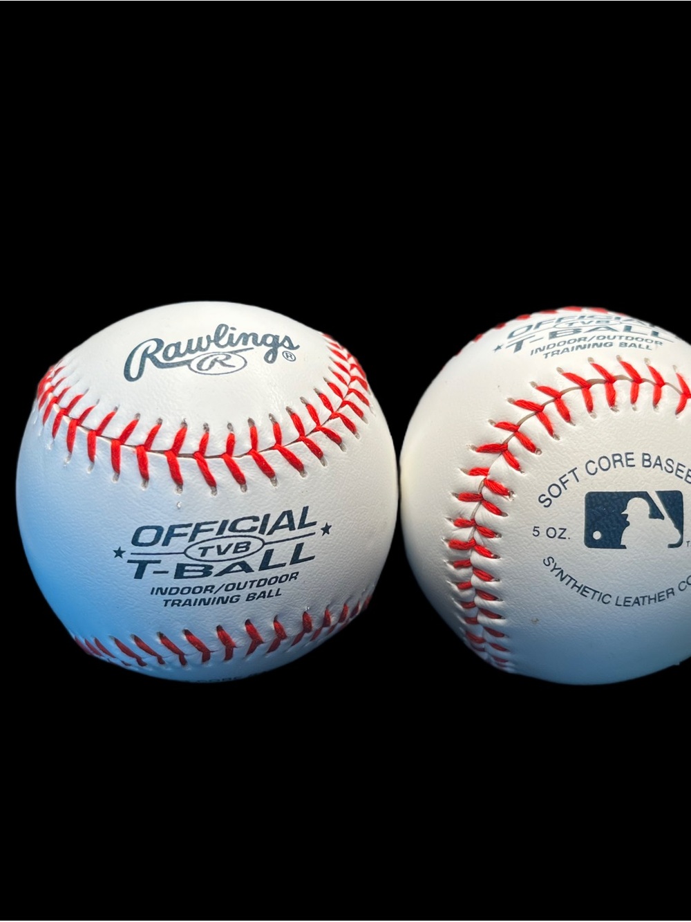 NEW Rawlings TVB Official Tee Ball 9in Leather Training Balls 2-Pack White/Red